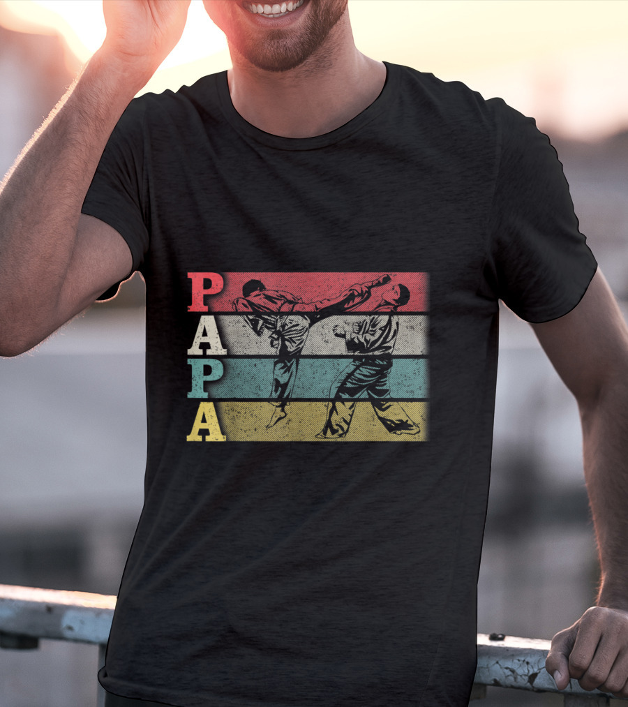 Papa Vintage Karate Dadfathers Day Funny T-Shirt
