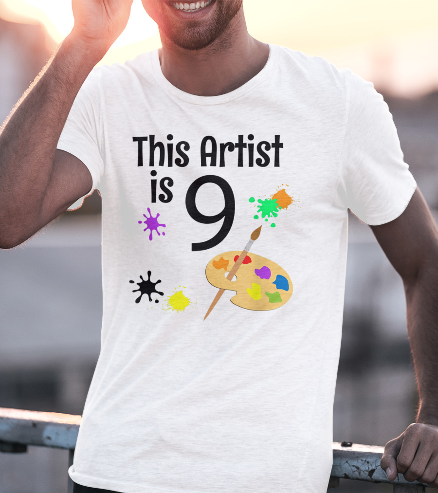 This Artist Is 9 Year Old Painting Birthday Party T-Shirt
