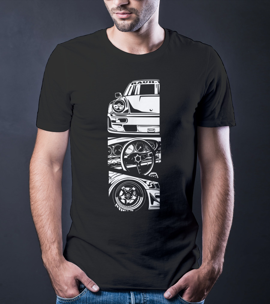 Rauh Welt Begriff German Classic Car Oldtimer Dashboard Wheel T-Shirt