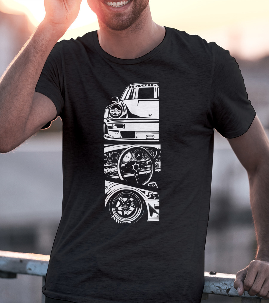 Rauh Welt Begriff German Classic Car Oldtimer Dashboard Wheel T-Shirt