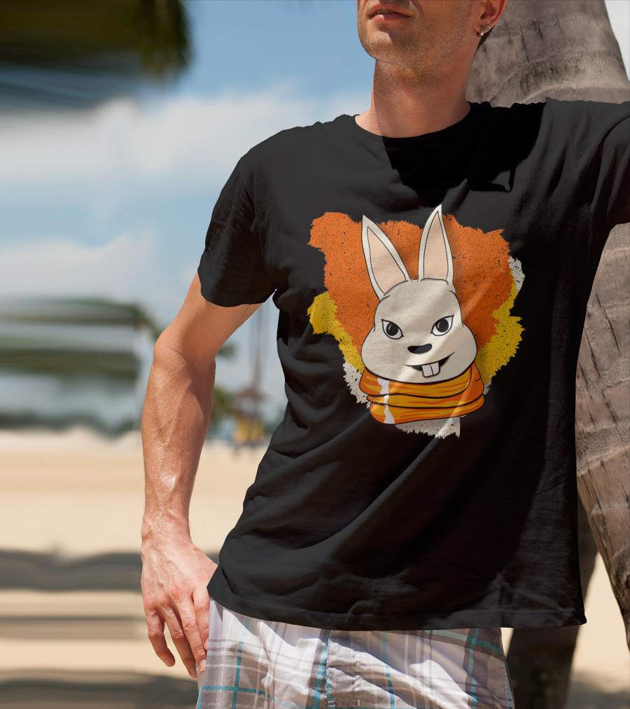 Bunny With Orange Yellow Scarf And Women For Easter T-Shirt