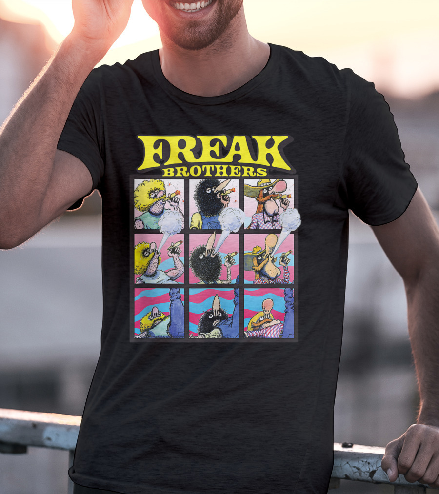 Freak Brothers Puff Puff Pass Out Comic Panels Characters T-Shirt
