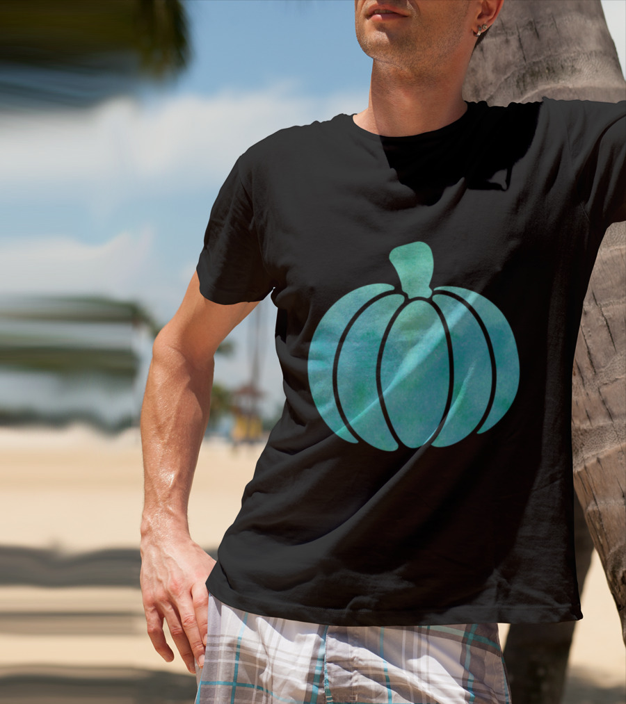 Fall Teal Pumpkin Girl Watercolor T-Shirt