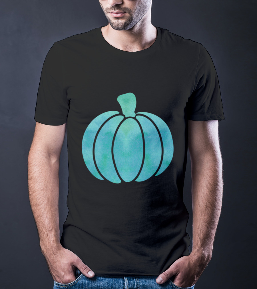 Fall Teal Pumpkin Girl Watercolor T-Shirt