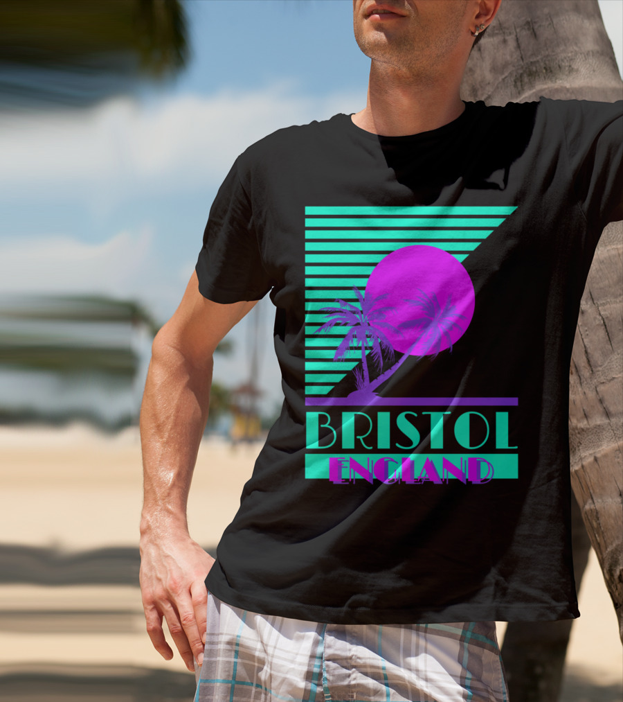 Bristol England Retro 80s Palm Tree T-Shirt