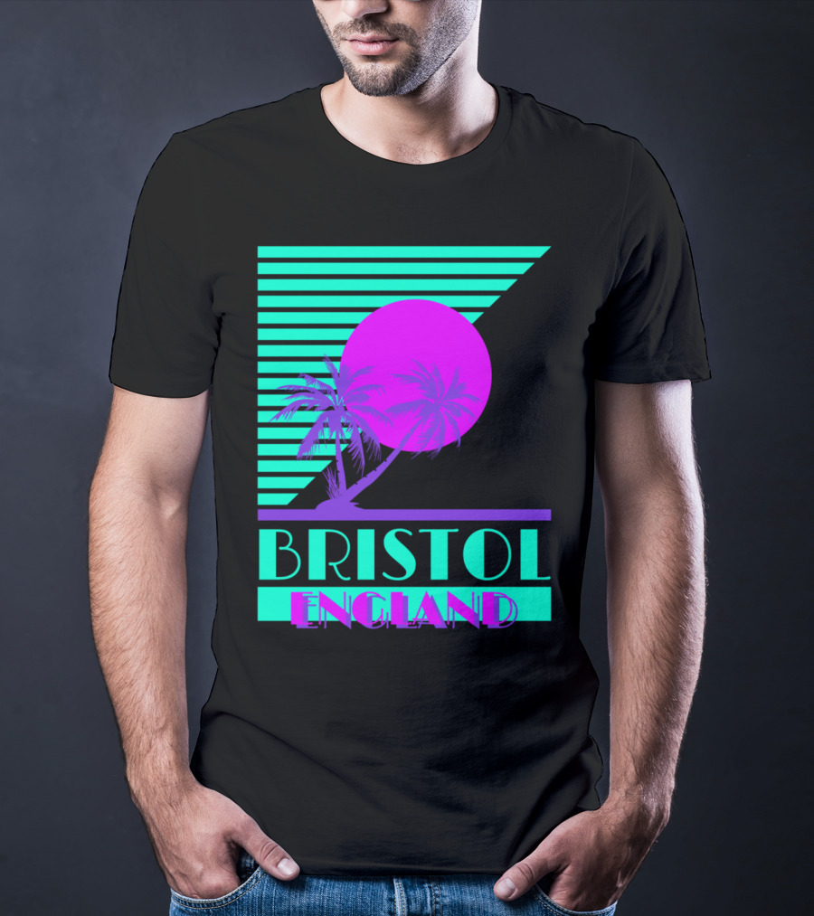 Bristol England Retro 80s Palm Tree T-Shirt