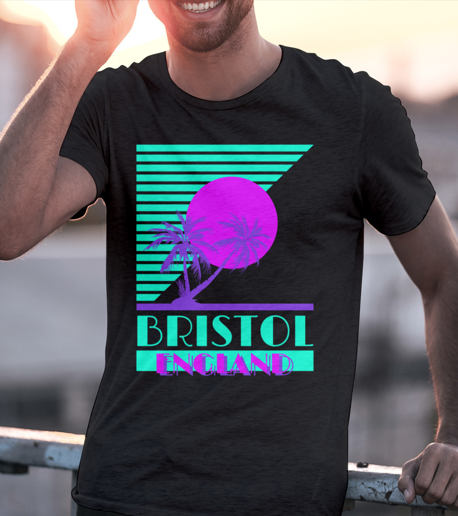 Bristol England Retro 80s Palm Tree T-Shirt