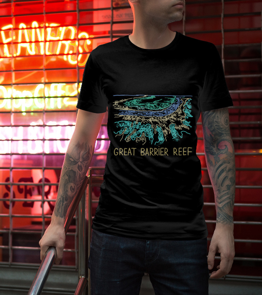 Great Barrier Reef Australia Vibrant Coral Reef Scenic Depiction T-Shirt