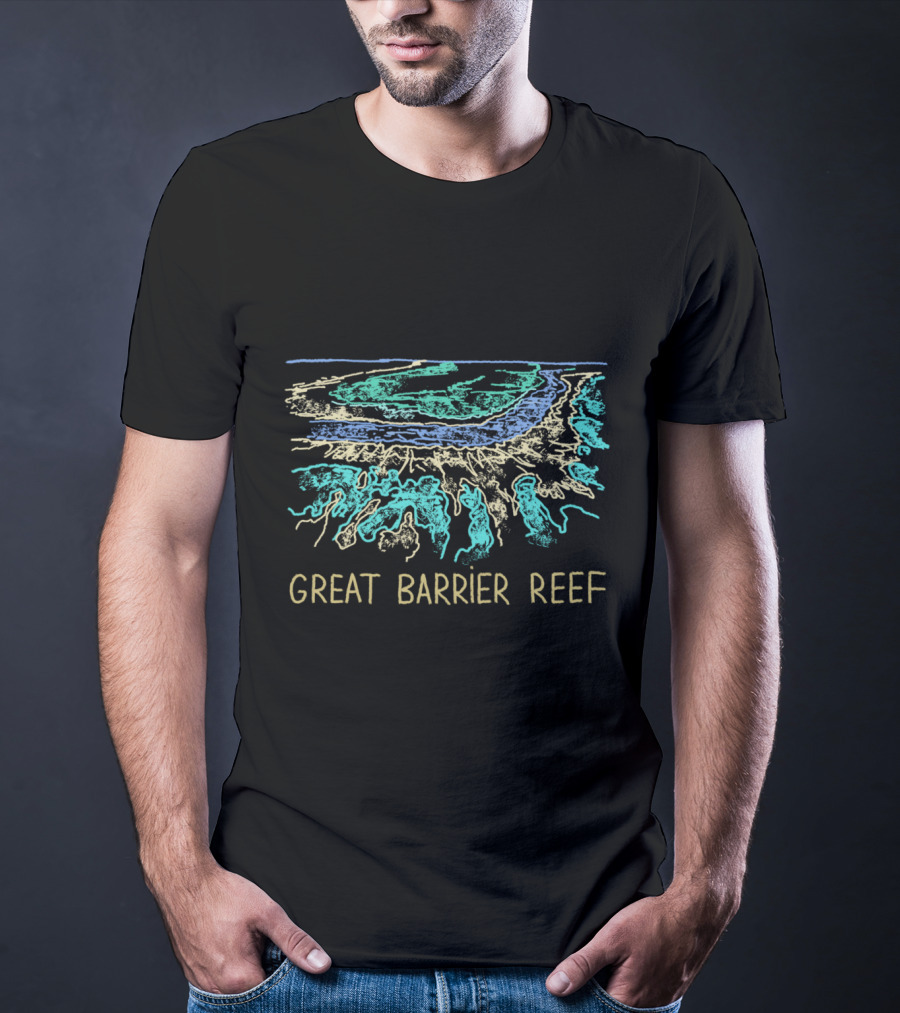 Great Barrier Reef Australia Vibrant Coral Reef Scenic Depiction T-Shirt