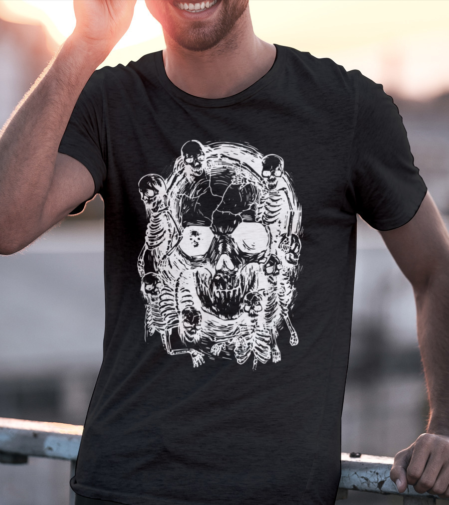 Happy Halloween Skeleton Skull Horror Scary Tattoo T-Shirt