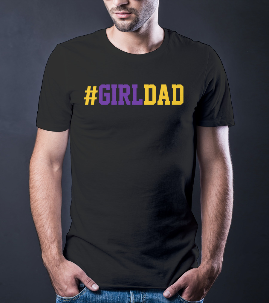 Girldad Girl Dad Father Of Daughters Number 8 Purple Yellow T-Shirt