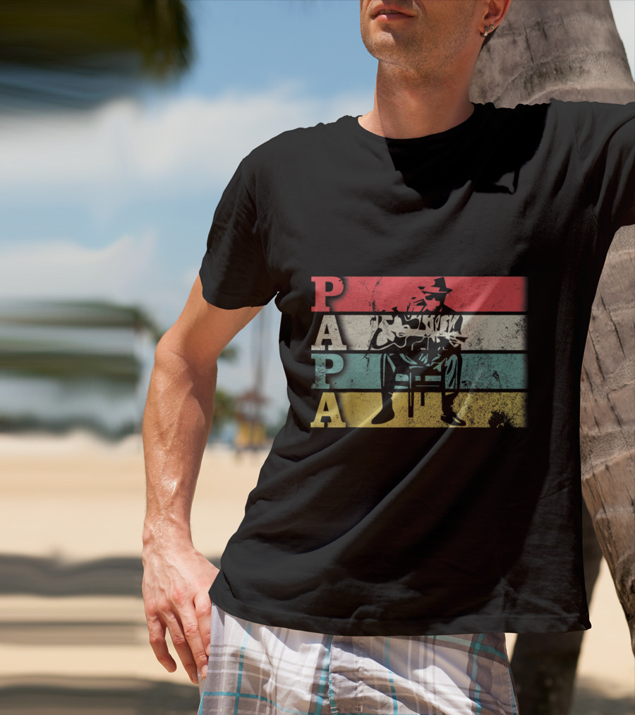 Papa Vintage Acoustic Guitar Dadfathers Day Funny T-Shirt