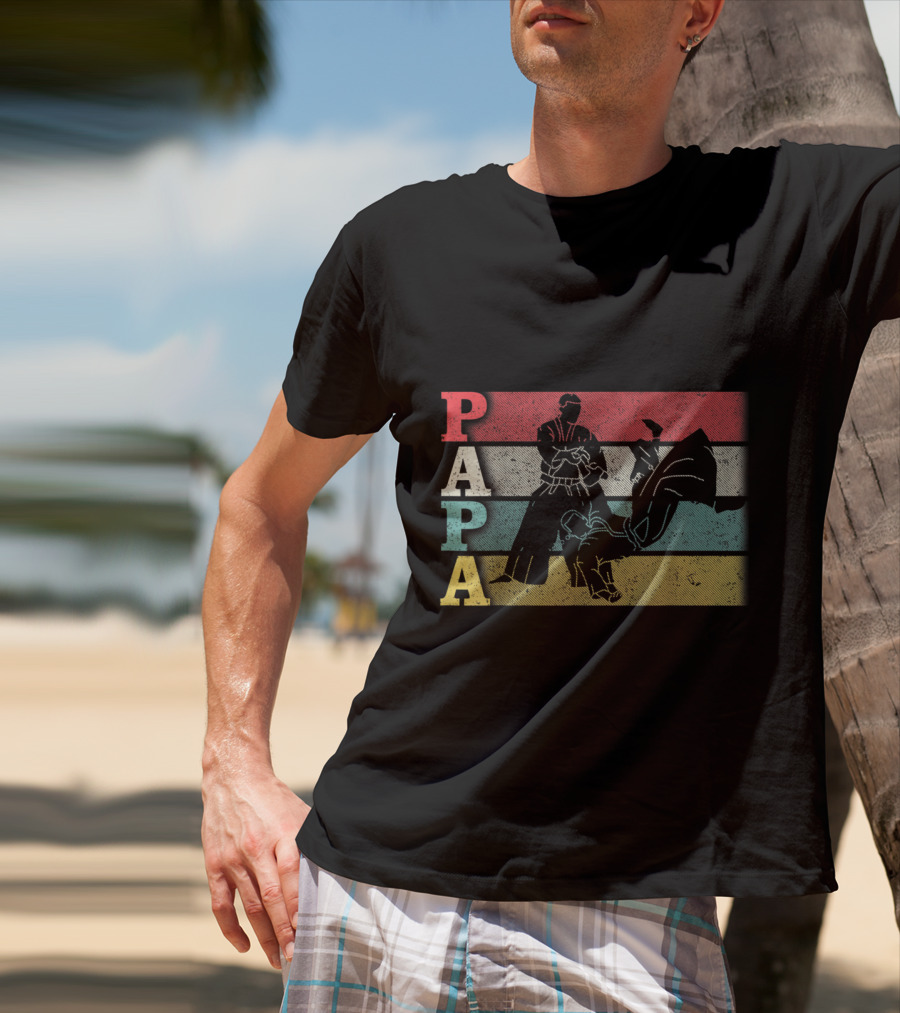 Vintage Aikido Papa Funny Dadfathers Day Martial Arts Action T-Shirt