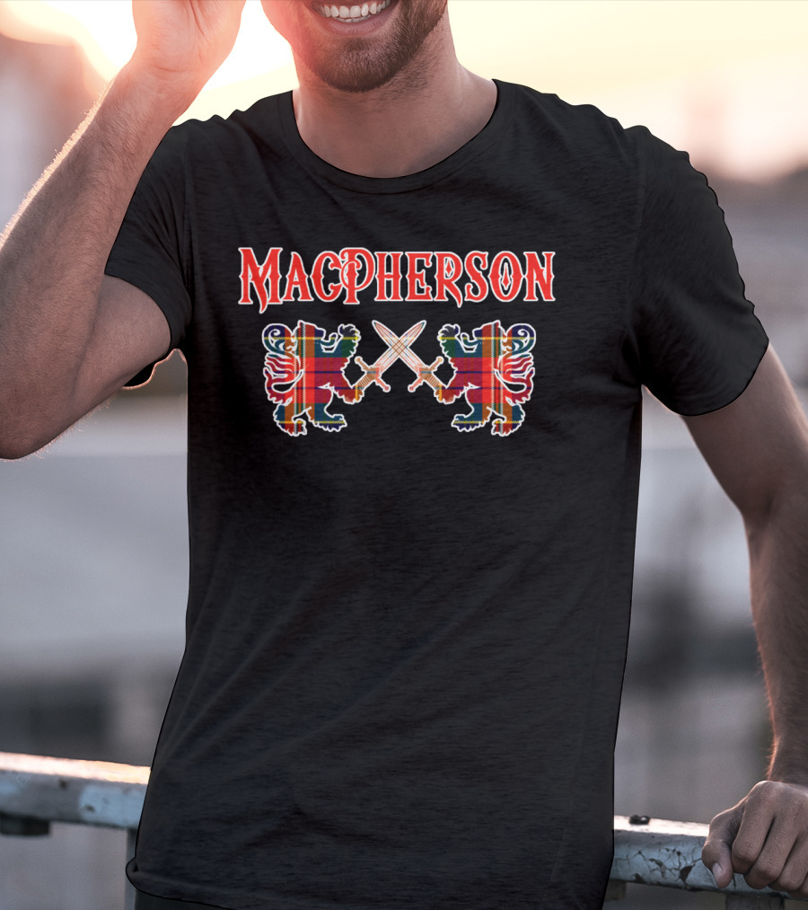 Macpherson Scottish Clan Tartan Lions Crest T-Shirt