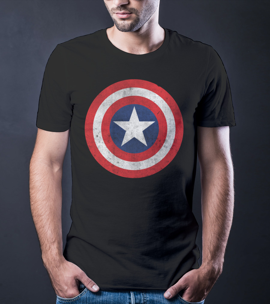 Marvel Captain America Classic Shield Iconic Symbol Red White Blue T-Shirt