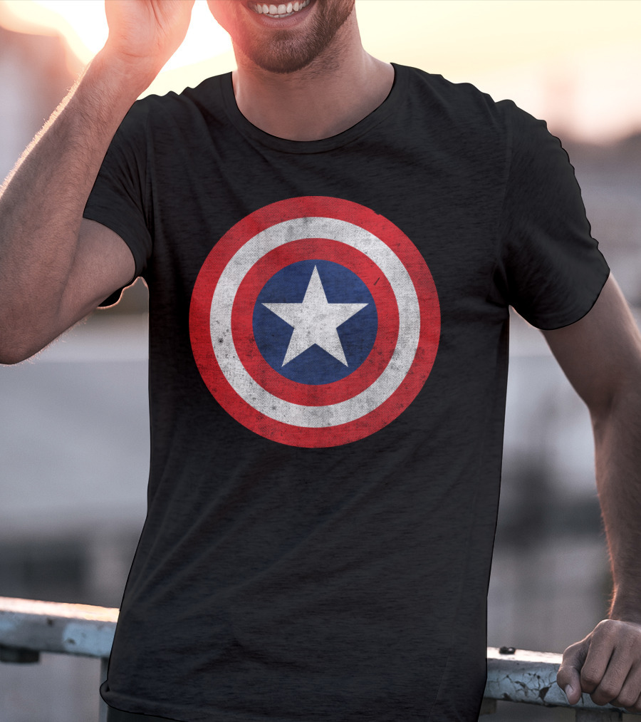 Marvel Captain America Classic Shield Iconic Symbol Red White Blue T-Shirt