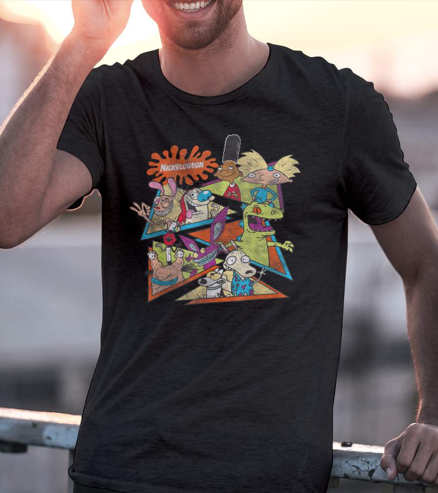 Nickelodeon Classic 90s Characters Hey Arnold Rugrats Ren Stimpy Rocko Gerald T-Shirt