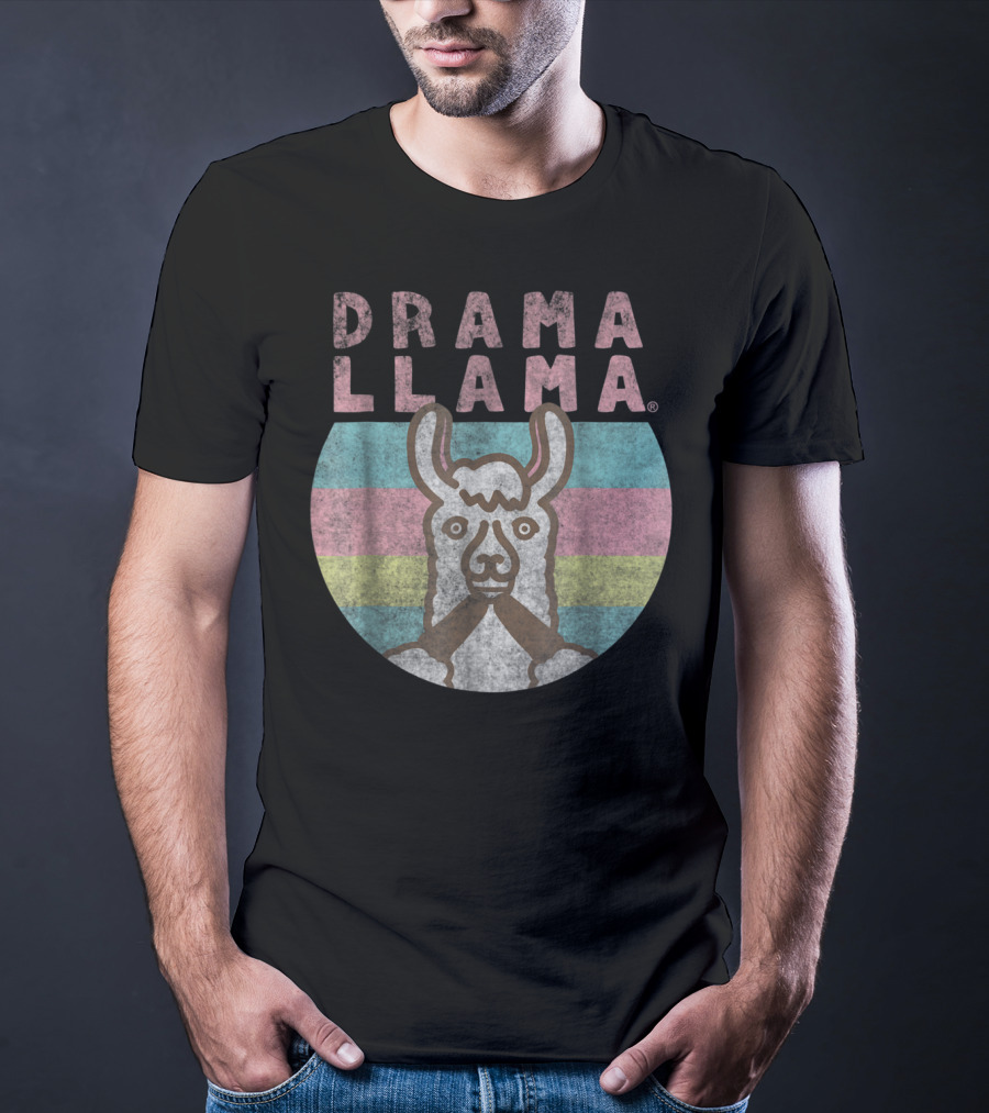 Drama Llama Classic Vintage Retro Striped Lama T-Shirt
