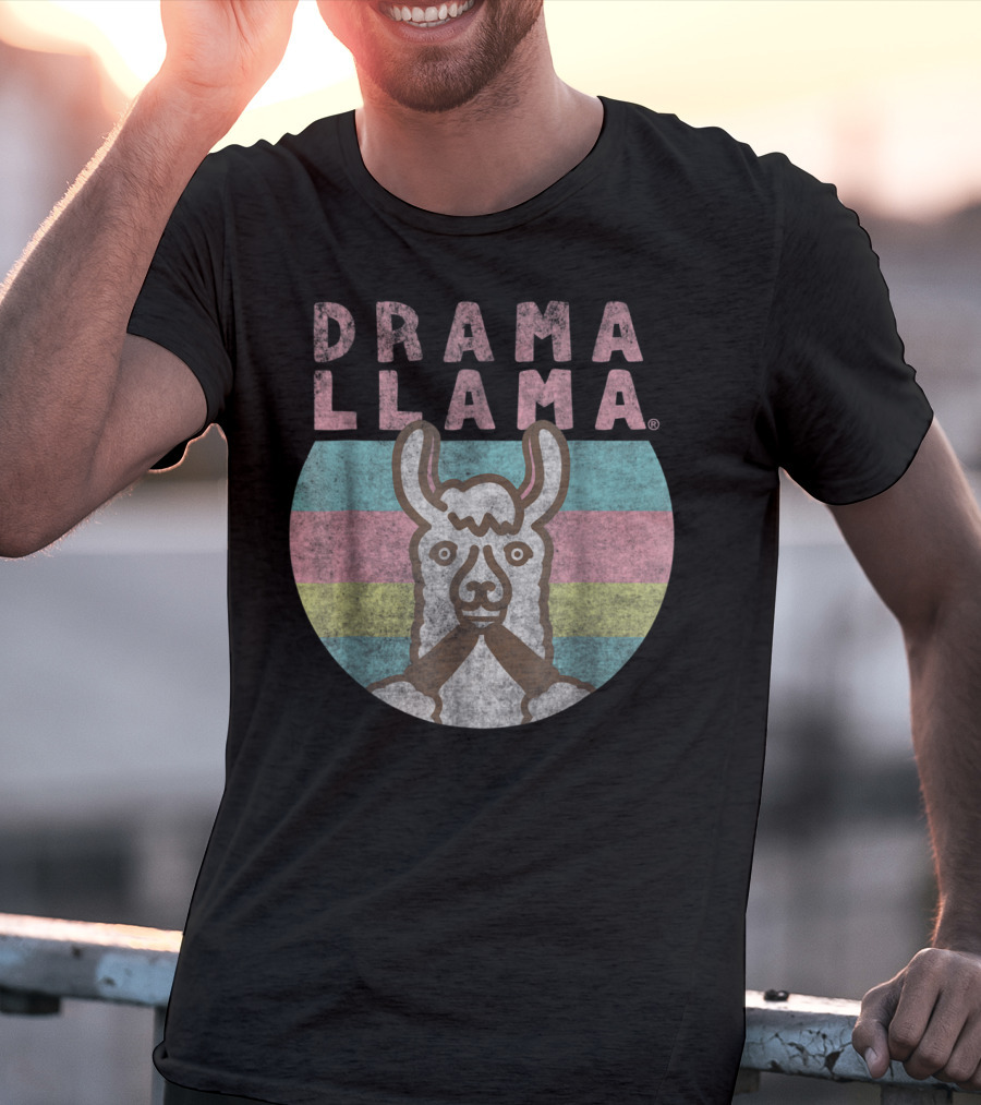 Drama Llama Classic Vintage Retro Striped Lama T-Shirt