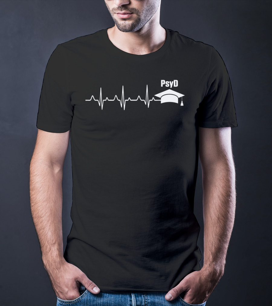 PsyD Doctor Of Psychology Heartbeat Graduation Cap Doctorate T-Shirt