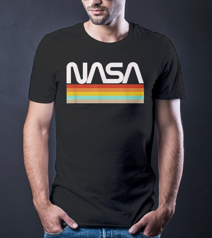 NASA Worm Logo Retro Stripes T-Shirt