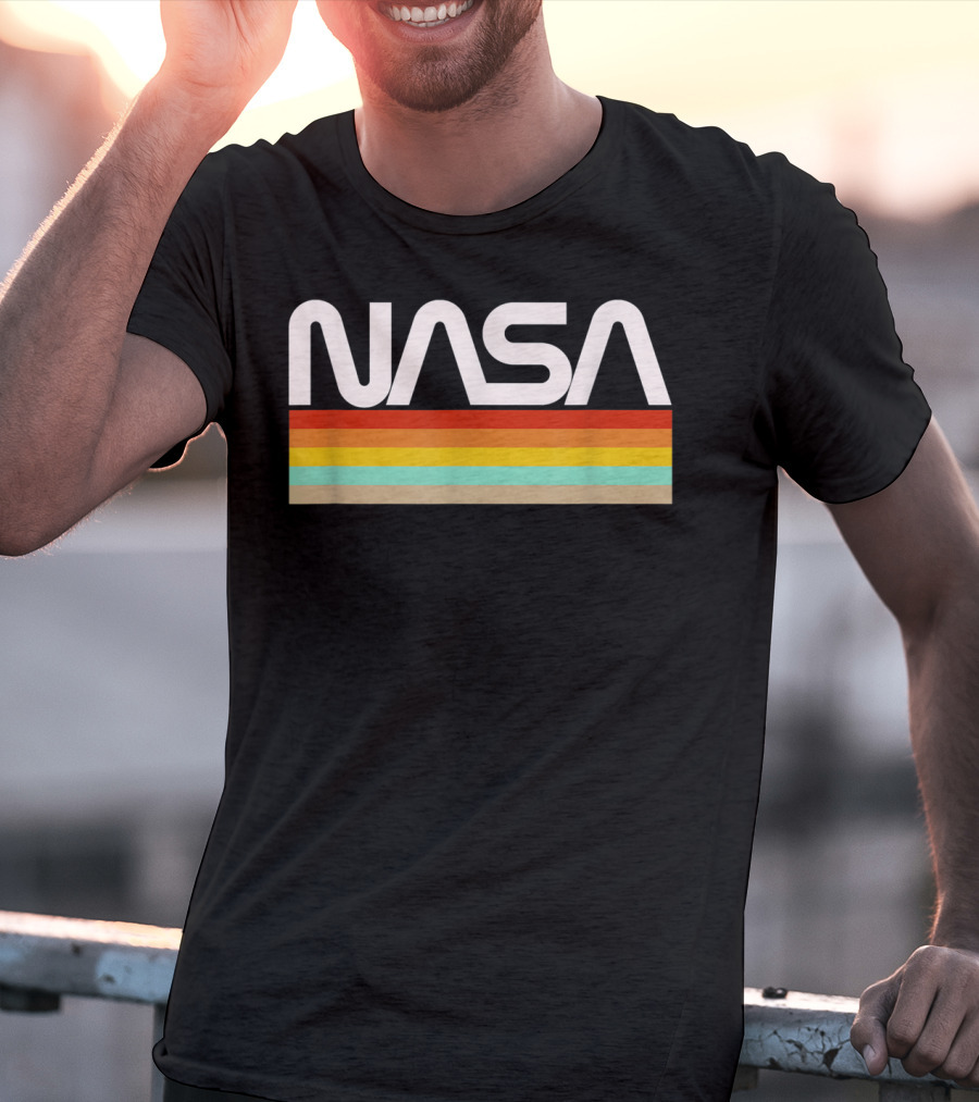 NASA Worm Logo Retro Stripes T-Shirt