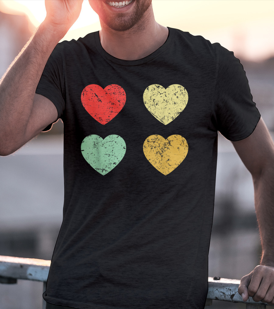 Retro Vintage Grunge Hearts Valentines Day T-Shirt