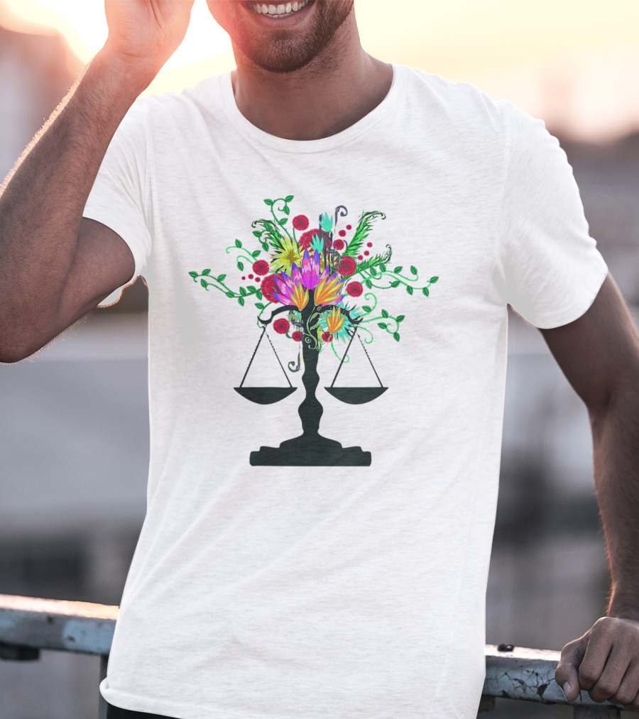 Scales Of Justice Vibrant Floral Arrangement Female T-Shirt
