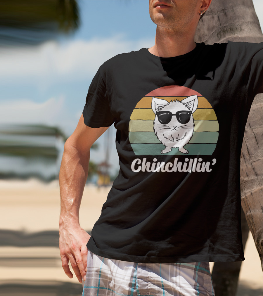 Chinchillin' Funny Chinchilla Owner Lover Retro Sunglasses T-Shirt