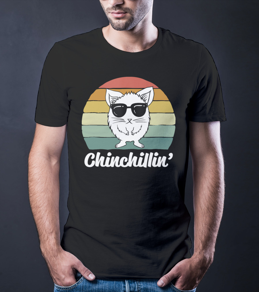 Chinchillin' Funny Chinchilla Owner Lover Retro Sunglasses T-Shirt