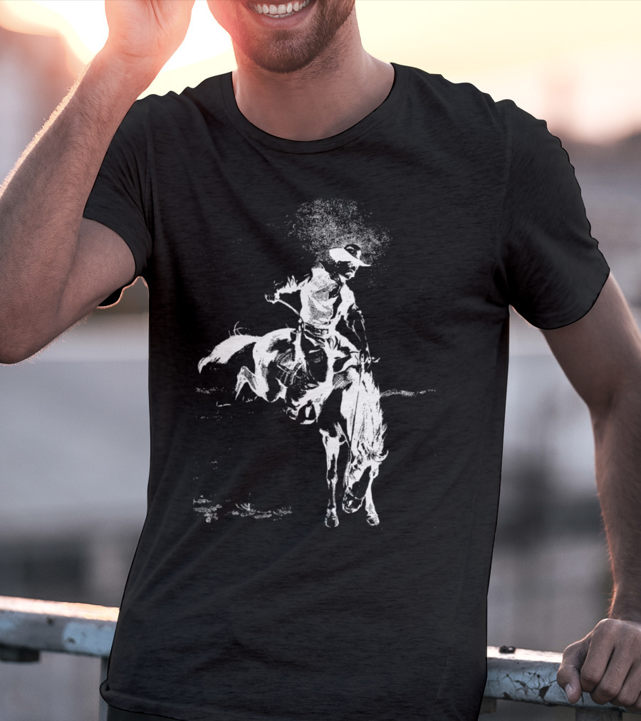 Cowboy Rodeo Horse Vintage Cowboy Riding A Horse T-Shirt