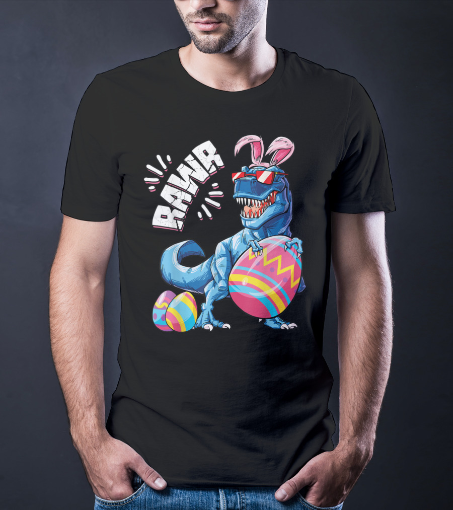 Easter Bunny Dinosaur Rex Rawr Eggs Girl T-Shirt