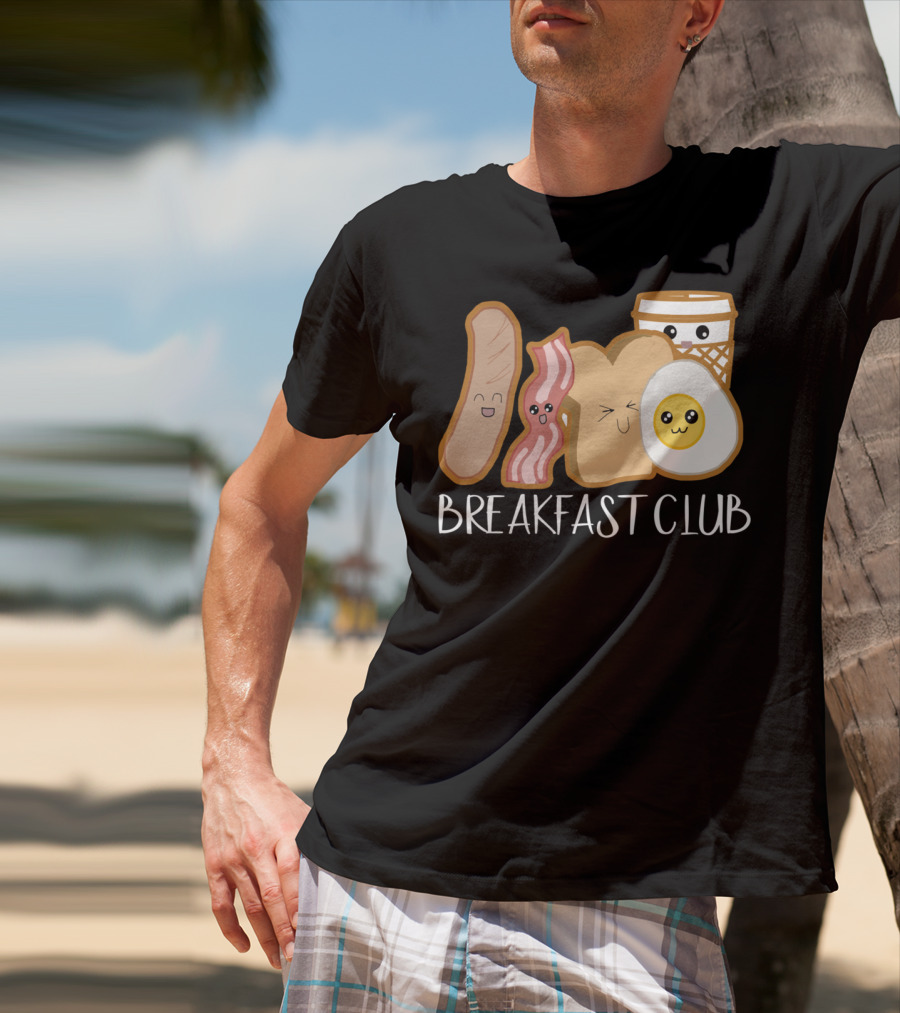 Kawaii Breakfast Club Funny Foodie Adorable Cartoon Food Faces T-Shirt