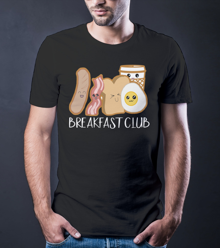 Kawaii Breakfast Club Funny Foodie Adorable Cartoon Food Faces T-Shirt