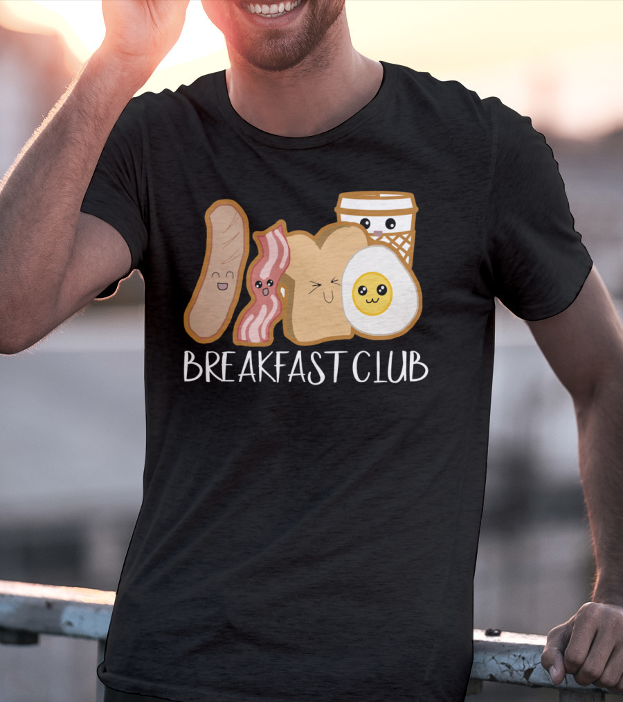 Kawaii Breakfast Club Funny Foodie Adorable Cartoon Food Faces T-Shirt