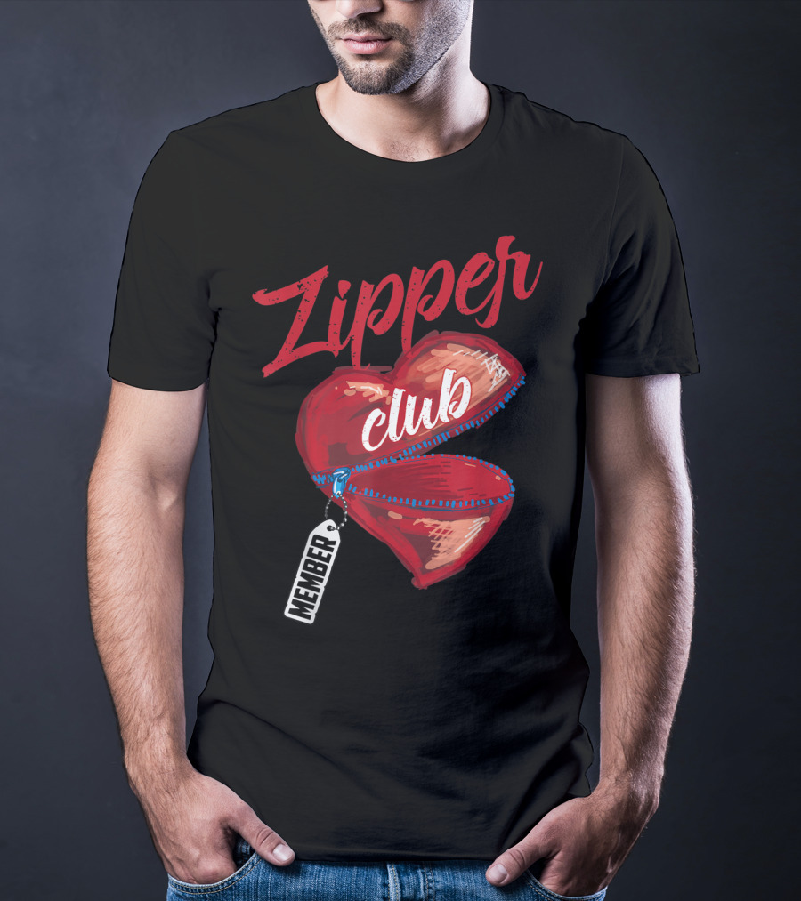 Zipper Club Member Heart With Zipper Congenital Heart Awareness T-Shirt