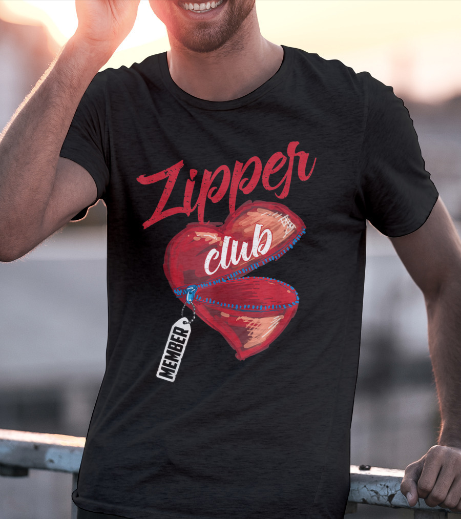 Zipper Club Member Heart With Zipper Congenital Heart Awareness T-Shirt