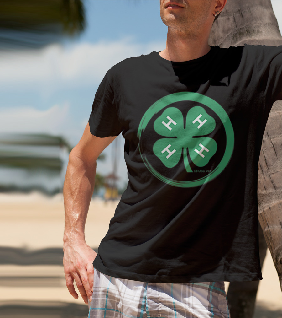 4 H Clover Emblem With 18 USC 707 Text T-Shirt