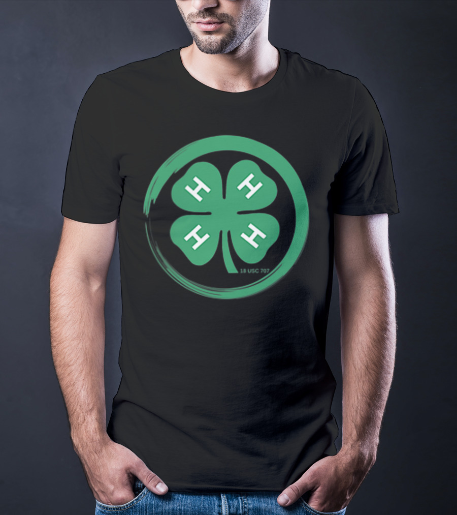 4 H Clover Emblem With 18 USC 707 Text T-Shirt