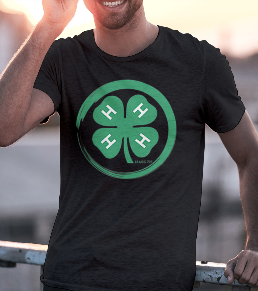 4 H Clover Emblem With 18 USC 707 Text T-Shirt