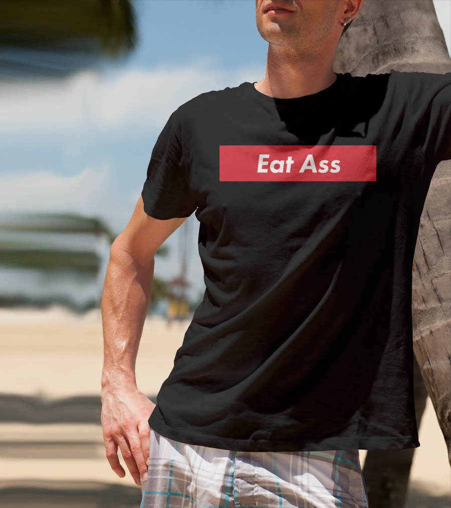 Eat Ass Red Box Logo Minimalist T-Shirt