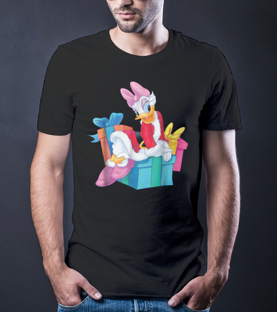 Disney Daisy Duck Santa Holiday With Colorful Gift Boxes T-Shirt