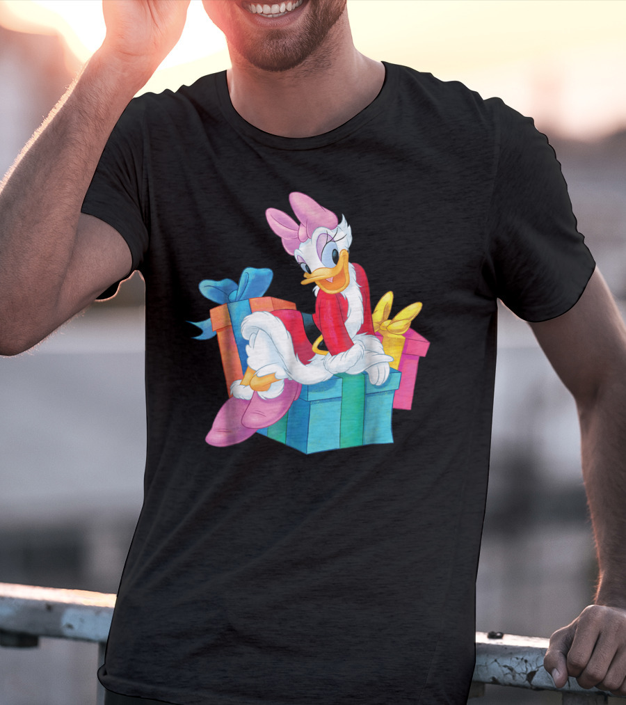 Disney Daisy Duck Santa Holiday With Colorful Gift Boxes T-Shirt