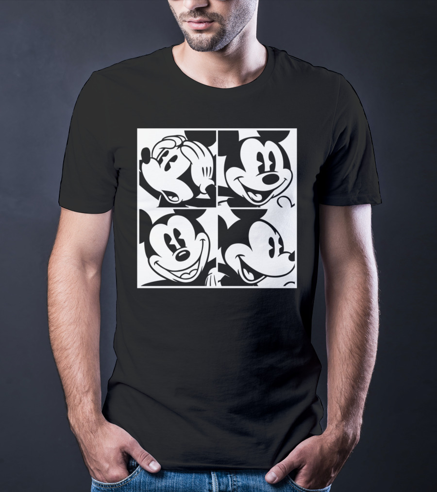 Disney Mickey Mouse Classic Expressions In Four Squares T-Shirt