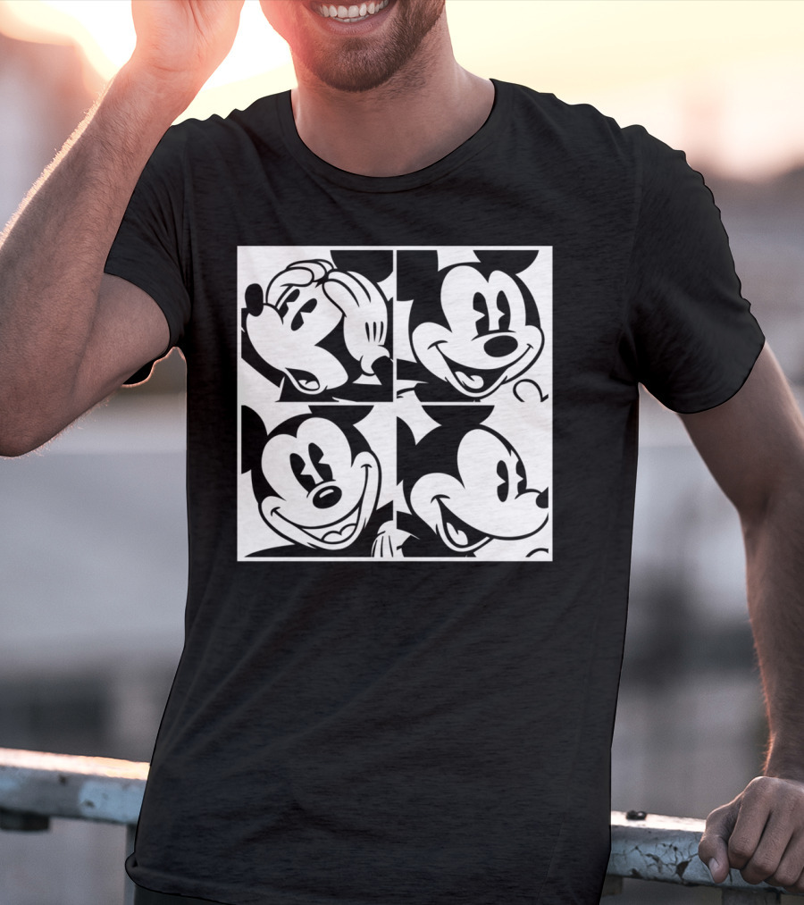 Disney Mickey Mouse Classic Expressions In Four Squares T-Shirt