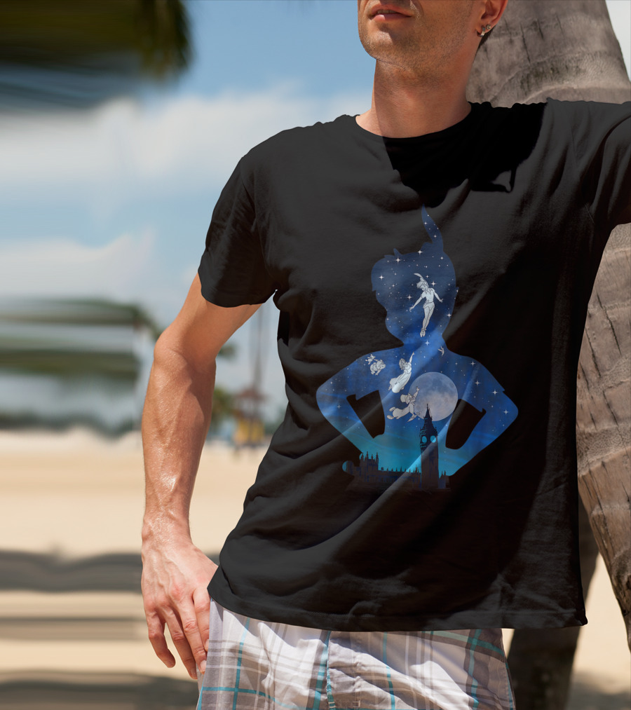Disney Peter Pan London Night Sky Silhouette Flight T-Shirt