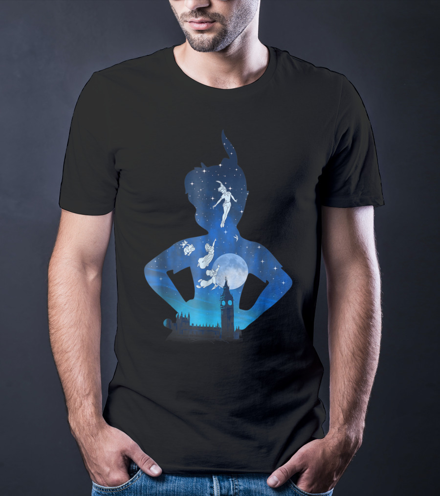 Disney Peter Pan London Night Sky Silhouette Flight T-Shirt
