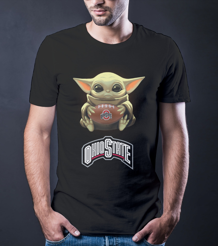 Yoda Holding Ohio State Football For Star Wars And Buckeyes Fans T-Shirt