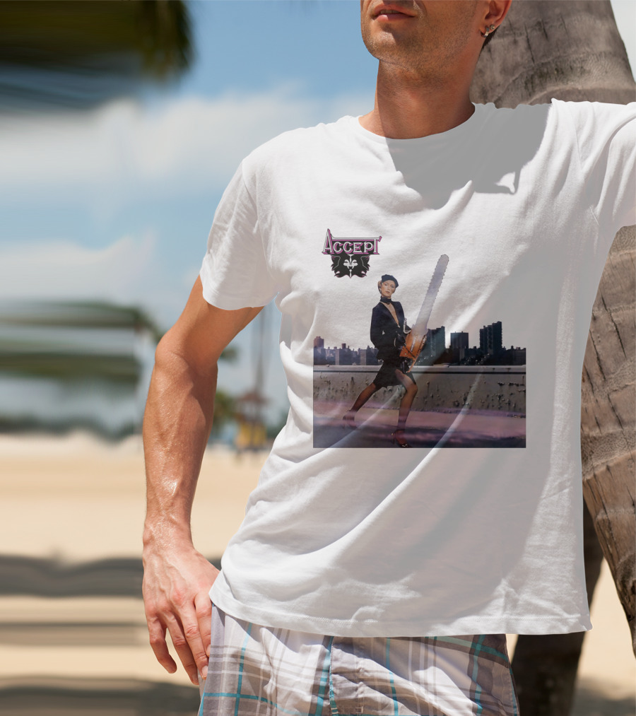 Accept Chainsaw Woman Cityscape Scene T-Shirt