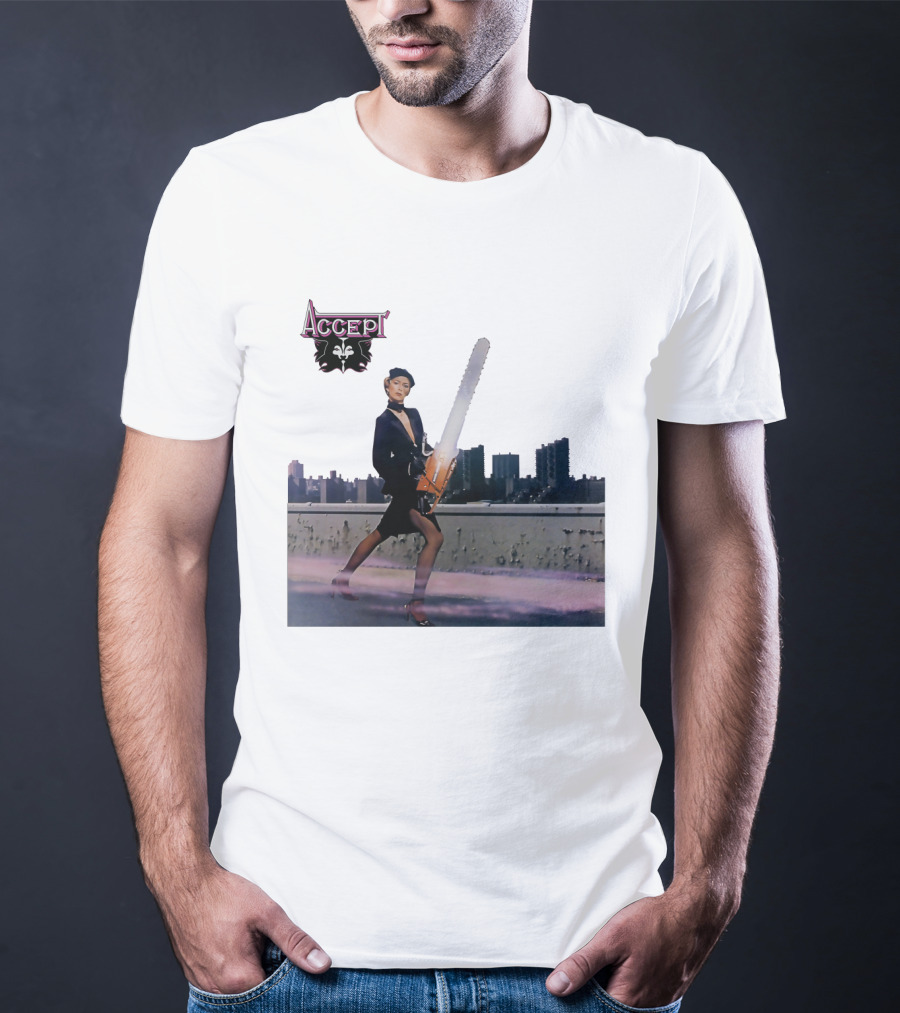 Accept Chainsaw Woman Cityscape Scene T-Shirt